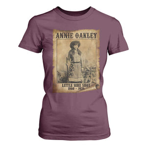 Annie Oakley T Shirt For Women Little Sure Shot The Legendary Cowgirl TS11 Maroon Print Your Wear