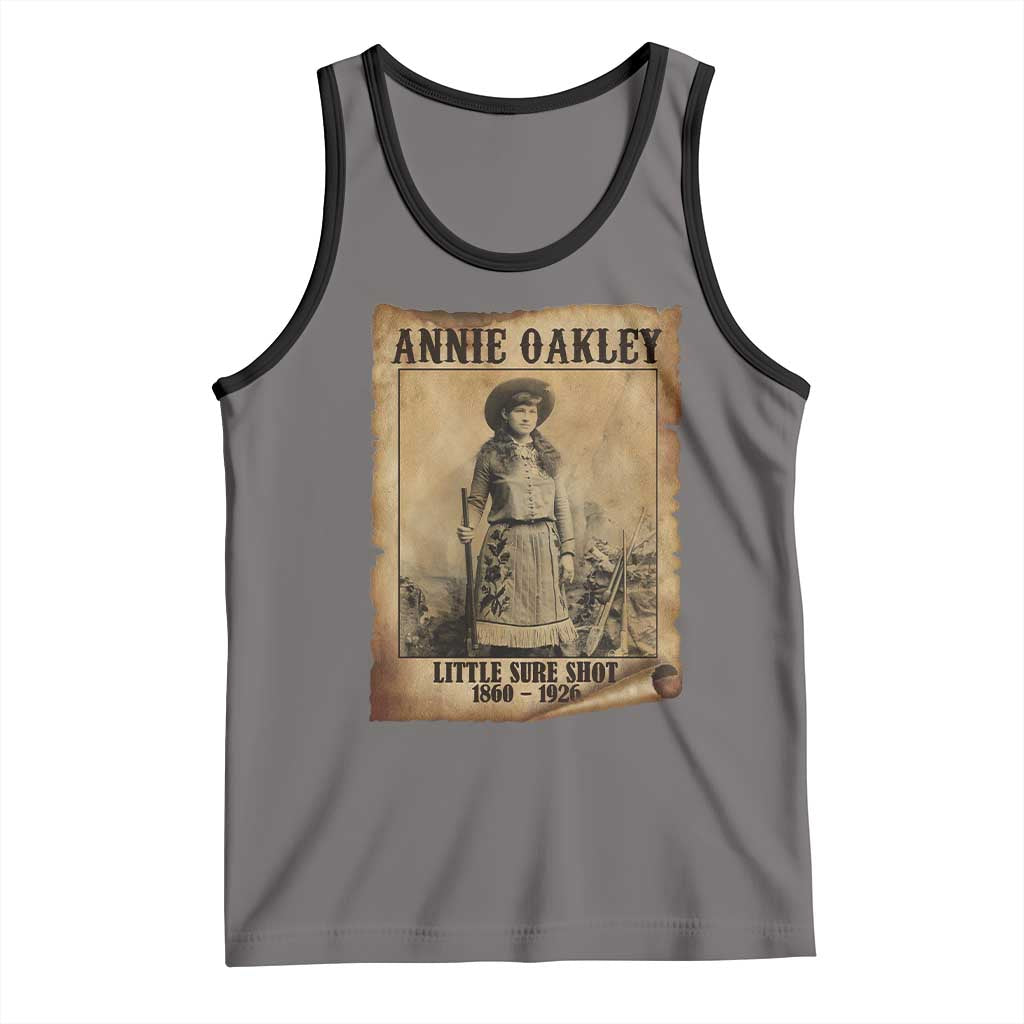 Annie Oakley Tank Top Little Sure Shot The Legendary Cowgirl TS11 Deep Heather Black Print Your Wear