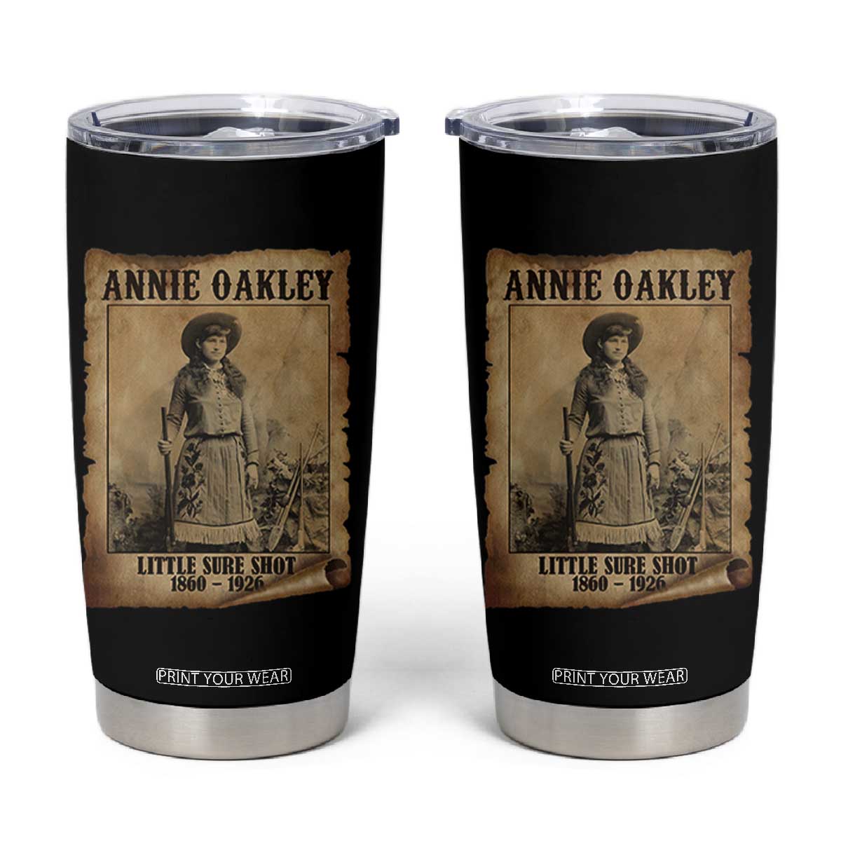 Annie Oakley Tumbler Cup Little Sure Shot The Legendary Cowgirl TS11 Black Print Your Wear