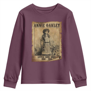Annie Oakley Youth Sweatshirt Little Sure Shot The Legendary Cowgirl TS11 Maroon Print Your Wear