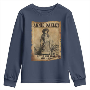 Annie Oakley Youth Sweatshirt Little Sure Shot The Legendary Cowgirl TS11 Navy Print Your Wear