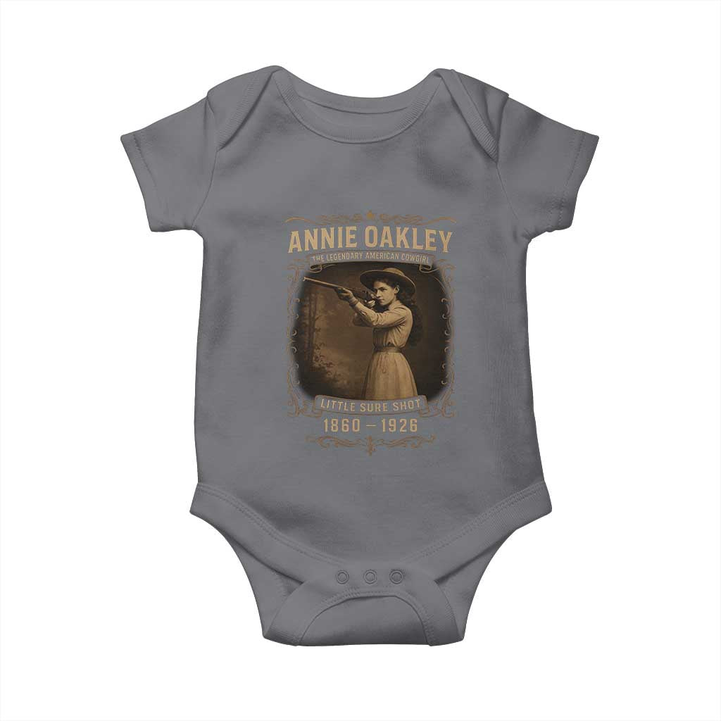 Annie Oakley Baby Onesie Little Sure Shot The Legendary American Cowgirl TS11 Charcoal Print Your Wear