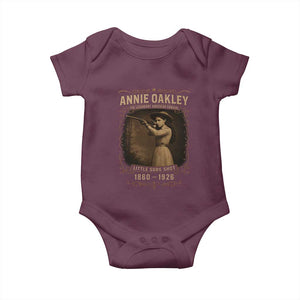 Annie Oakley Baby Onesie Little Sure Shot The Legendary American Cowgirl TS11 Maroon Print Your Wear