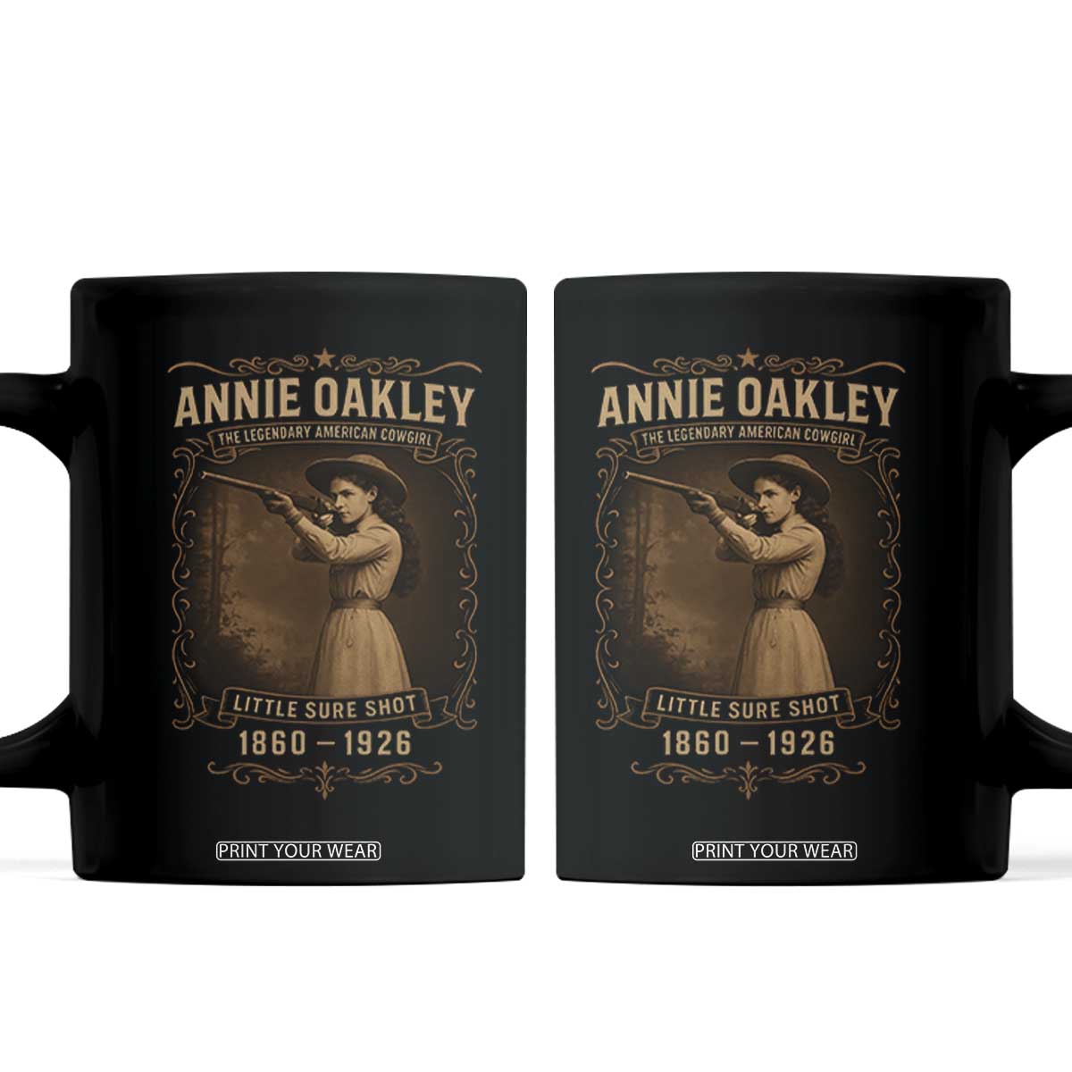 Annie Oakley Coffee Mug Little Sure Shot The Legendary American Cowgirl TS11 Black Print Your Wear