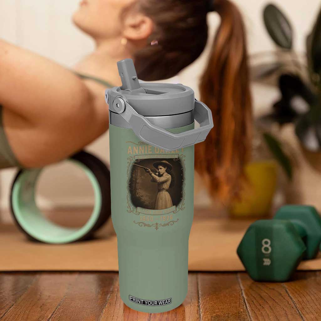 Annie Oakley Flip Straw Tumbler Little Sure Shot The Legendary American Cowgirl TS11 One Size: 30 oz Moss Green Print Your Wear