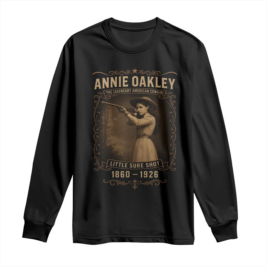 Annie Oakley Long Sleeve Shirt Little Sure Shot The Legendary American Cowgirl TS11 Black Print Your Wear