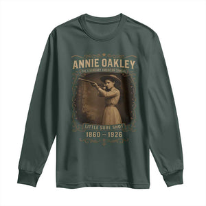 Annie Oakley Long Sleeve Shirt Little Sure Shot The Legendary American Cowgirl TS11 Dark Forest Green Print Your Wear