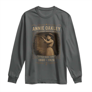 Annie Oakley Long Sleeve Shirt Little Sure Shot The Legendary American Cowgirl TS11 Dark Heather Print Your Wear