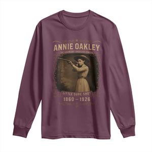 Annie Oakley Long Sleeve Shirt Little Sure Shot The Legendary American Cowgirl TS11 Maroon Print Your Wear