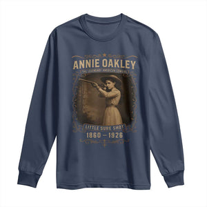 Annie Oakley Long Sleeve Shirt Little Sure Shot The Legendary American Cowgirl TS11 Navy Print Your Wear