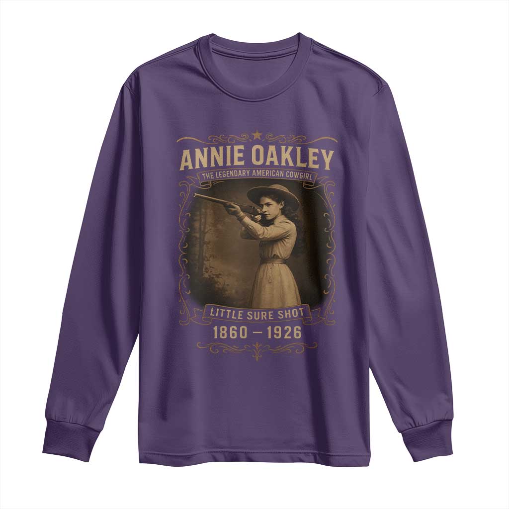 Annie Oakley Long Sleeve Shirt Little Sure Shot The Legendary American Cowgirl TS11 Purple Print Your Wear