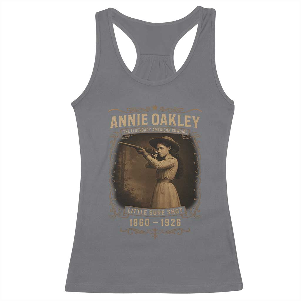 Annie Oakley Racerback Tank Top Little Sure Shot The Legendary American Cowgirl TS11 Charcoal Print Your Wear