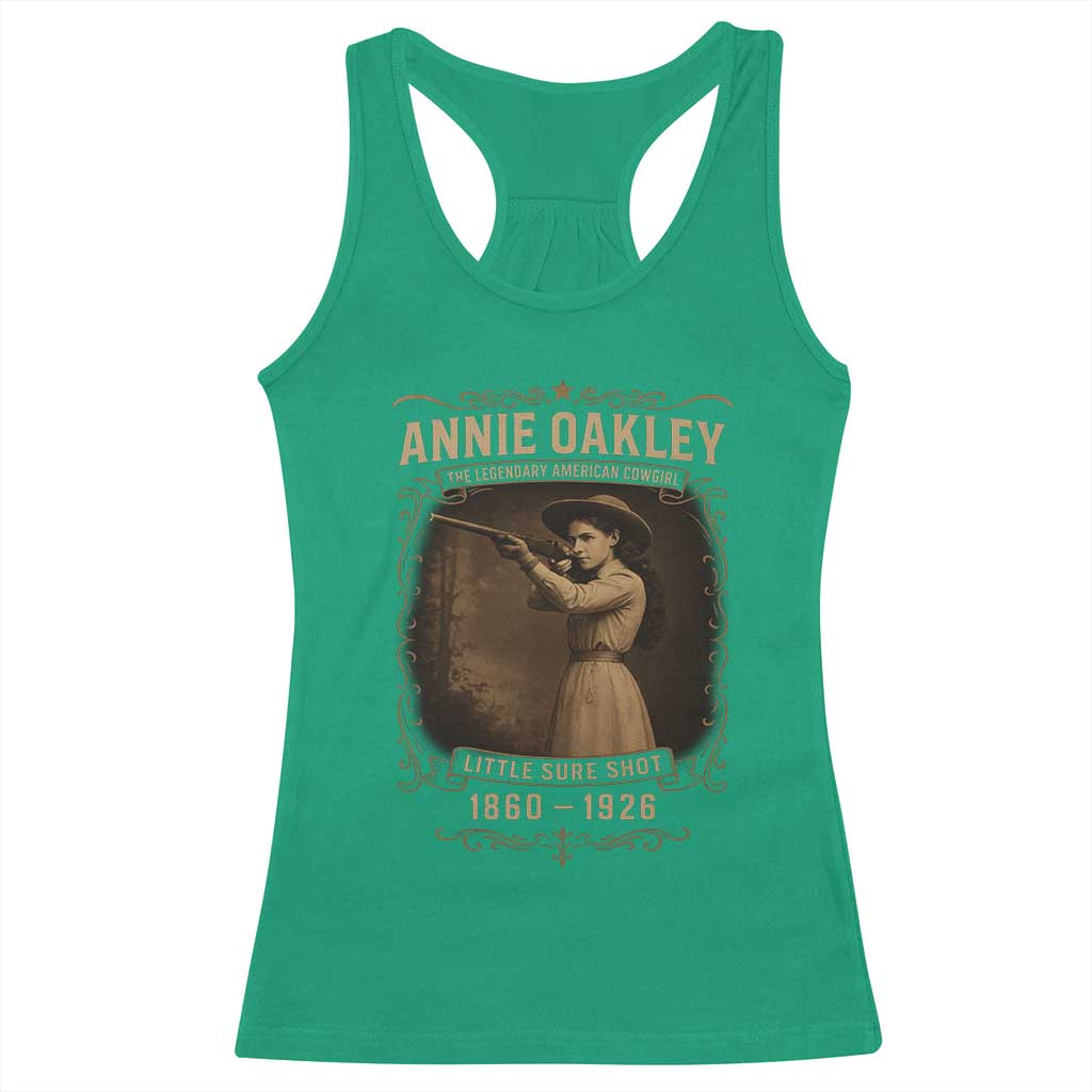 Annie Oakley Racerback Tank Top Little Sure Shot The Legendary American Cowgirl TS11 Irish Green Print Your Wear