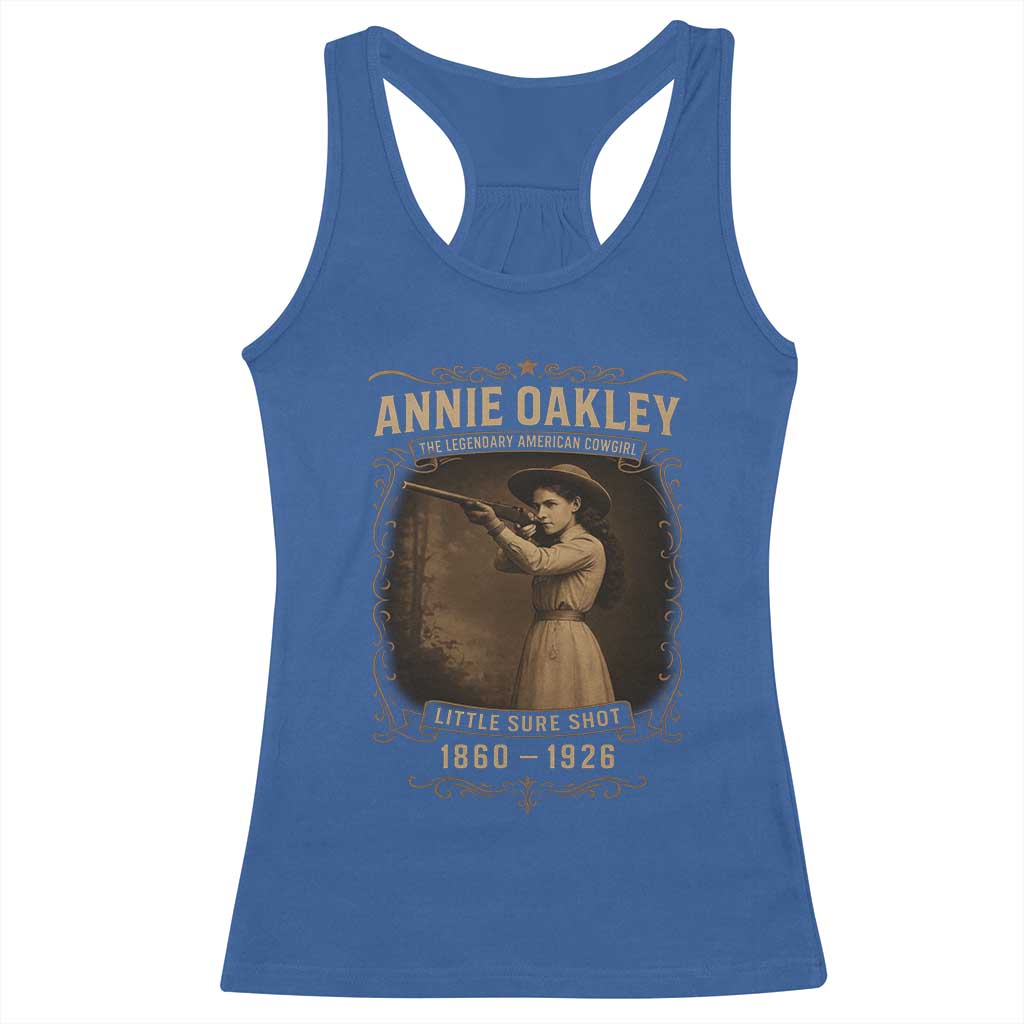 Annie Oakley Racerback Tank Top Little Sure Shot The Legendary American Cowgirl TS11 Royal Blue Print Your Wear