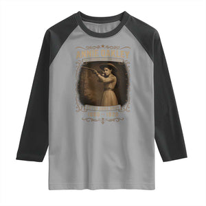 Annie Oakley Raglan Shirt Little Sure Shot The Legendary American Cowgirl TS11 Sport Gray Black Print Your Wear