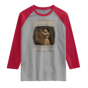 Annie Oakley Raglan Shirt Little Sure Shot The Legendary American Cowgirl TS11 Sport Gray Red Print Your Wear
