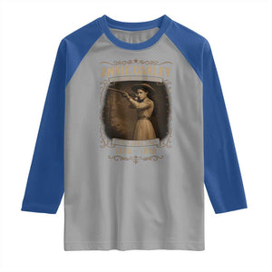 Annie Oakley Raglan Shirt Little Sure Shot The Legendary American Cowgirl TS11 Sport Gray Royal Print Your Wear