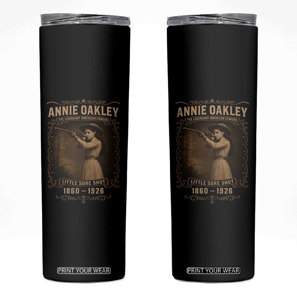 Annie Oakley Skinny Tumbler Little Sure Shot The Legendary American Cowgirl TS11 Black Print Your Wear