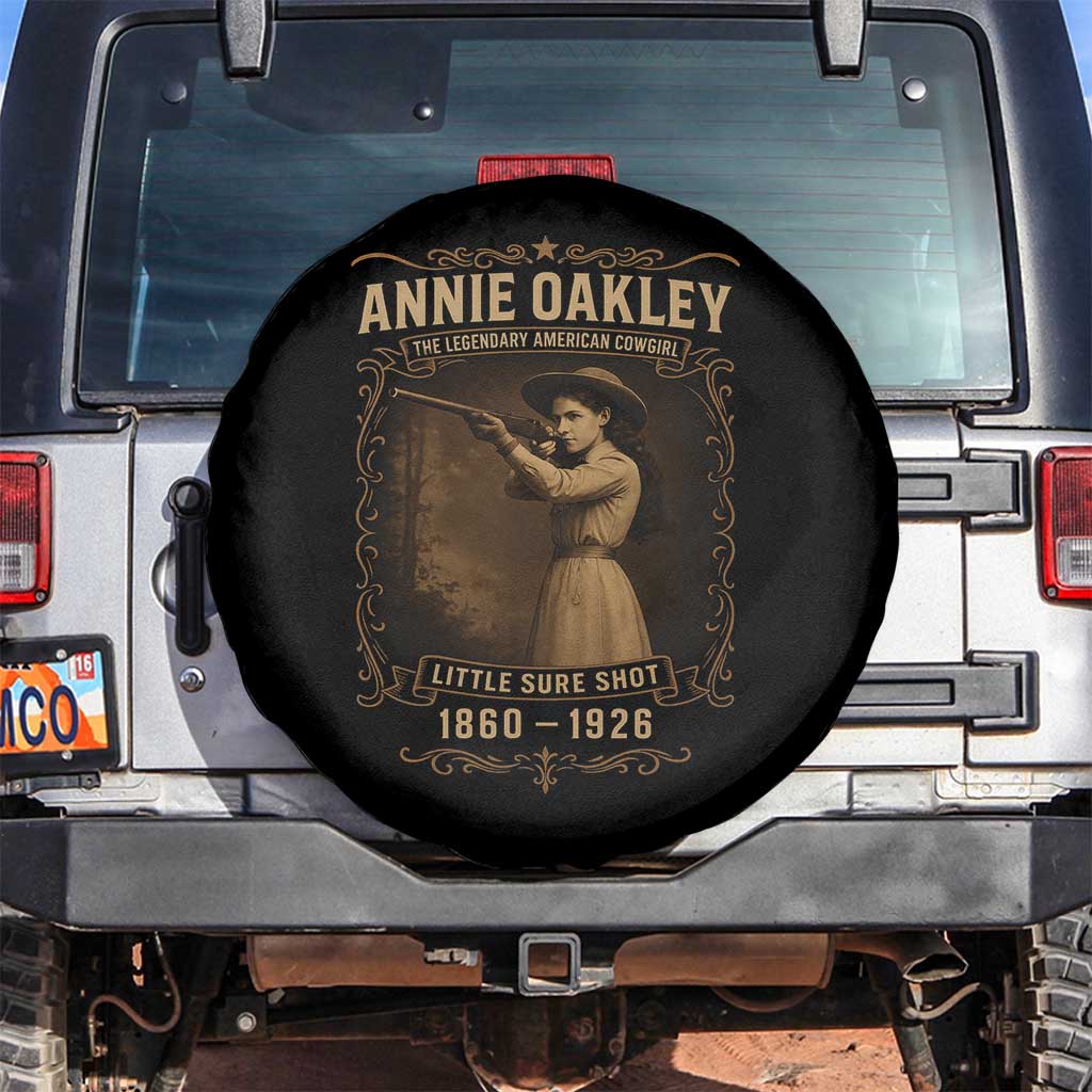 Annie Oakley Spare Tire Cover Little Sure Shot The Legendary American Cowgirl TS11 No hole Black Print Your Wear