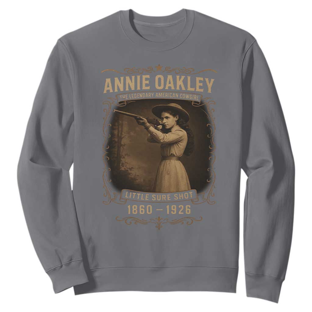 Annie Oakley Sweatshirt Little Sure Shot The Legendary American Cowgirl TS11 Charcoal Print Your Wear