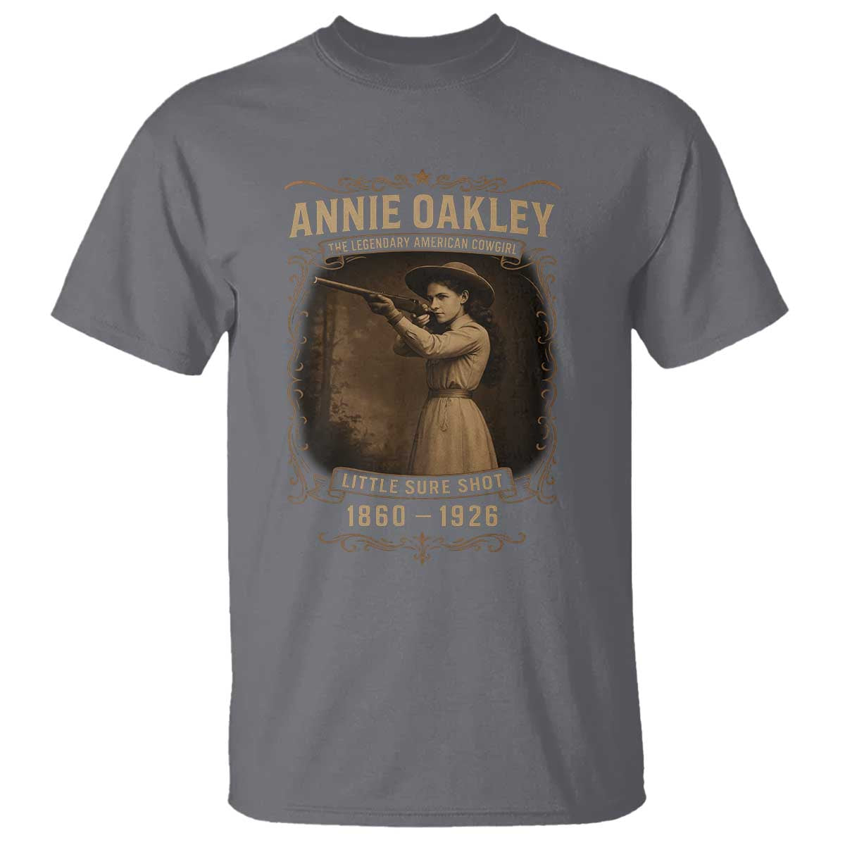 Annie Oakley T Shirt Little Sure Shot The Legendary American Cowgirl TS11 Charcoal Print Your Wear