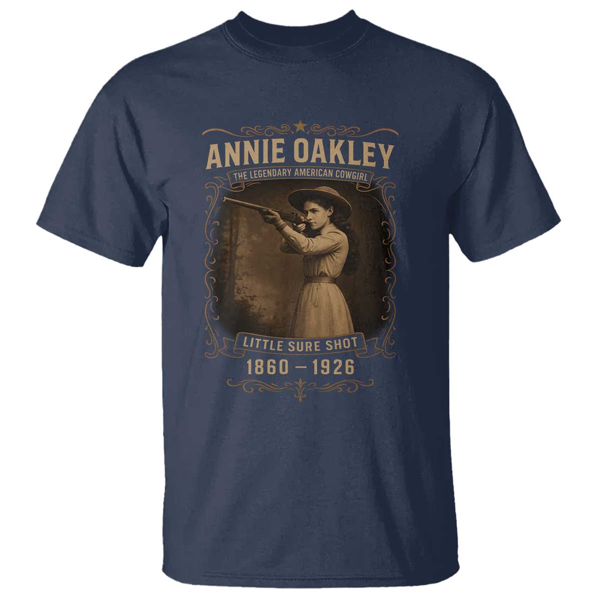 Annie Oakley T Shirt Little Sure Shot The Legendary American Cowgirl TS11 Navy Print Your Wear
