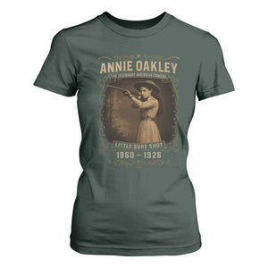 Annie Oakley T Shirt For Women Little Sure Shot The Legendary American Cowgirl TS11 Dark Forest Green Print Your Wear