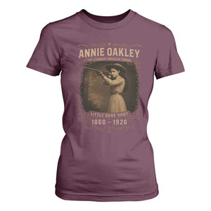 Annie Oakley T Shirt For Women Little Sure Shot The Legendary American Cowgirl TS11 Maroon Print Your Wear