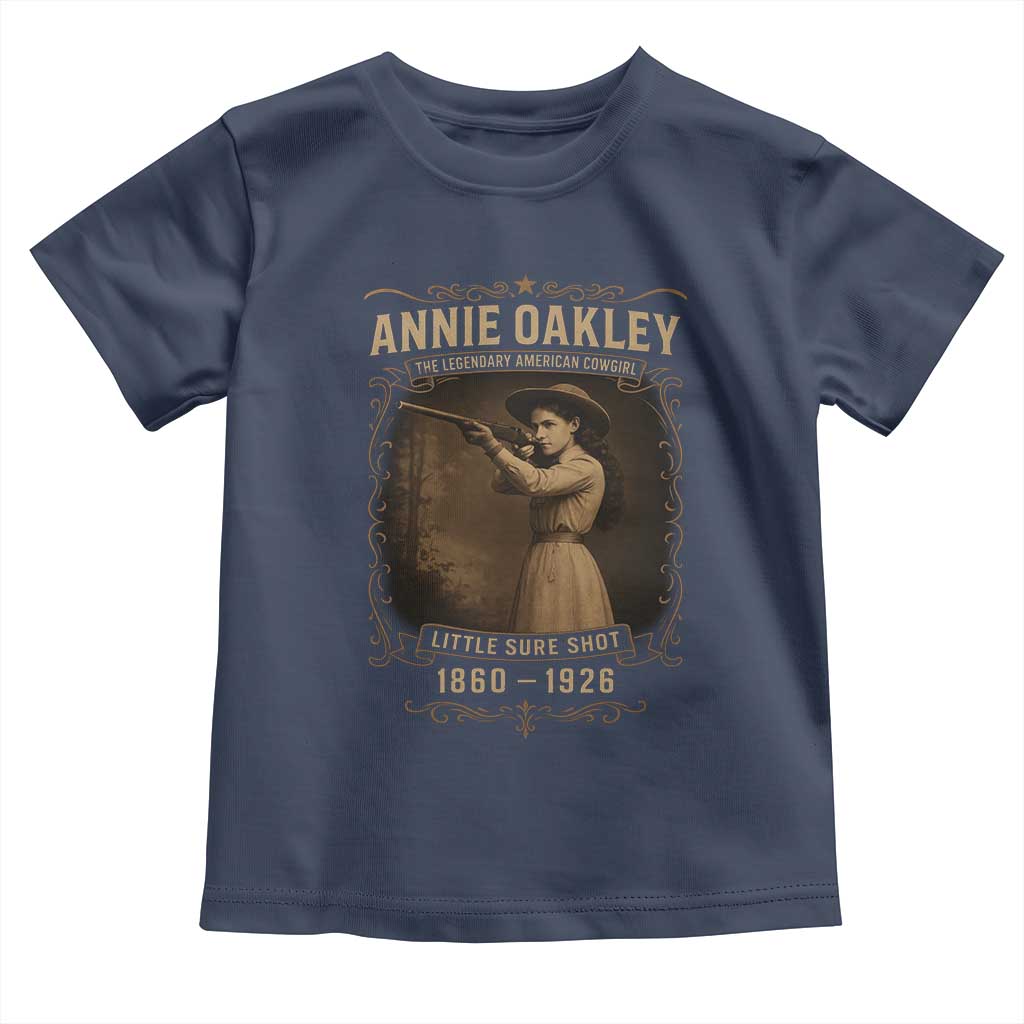 Annie Oakley Toddler T Shirt Little Sure Shot The Legendary American Cowgirl TS11 Navy Print Your Wear