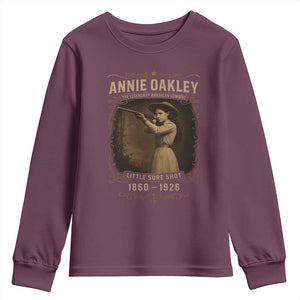 Annie Oakley Youth Sweatshirt Little Sure Shot The Legendary American Cowgirl TS11 Maroon Print Your Wear