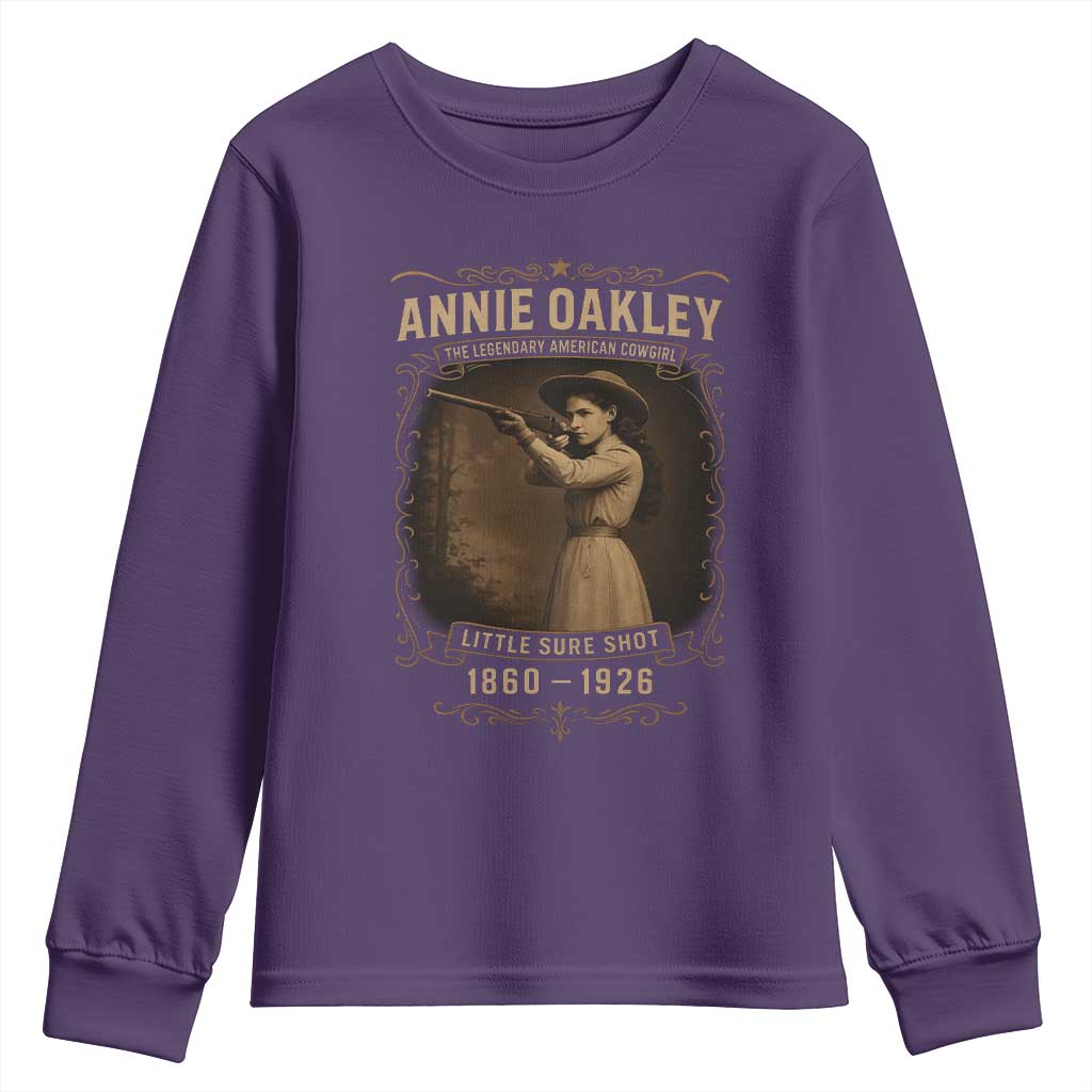 Annie Oakley Youth Sweatshirt Little Sure Shot The Legendary American Cowgirl TS11 Purple Print Your Wear