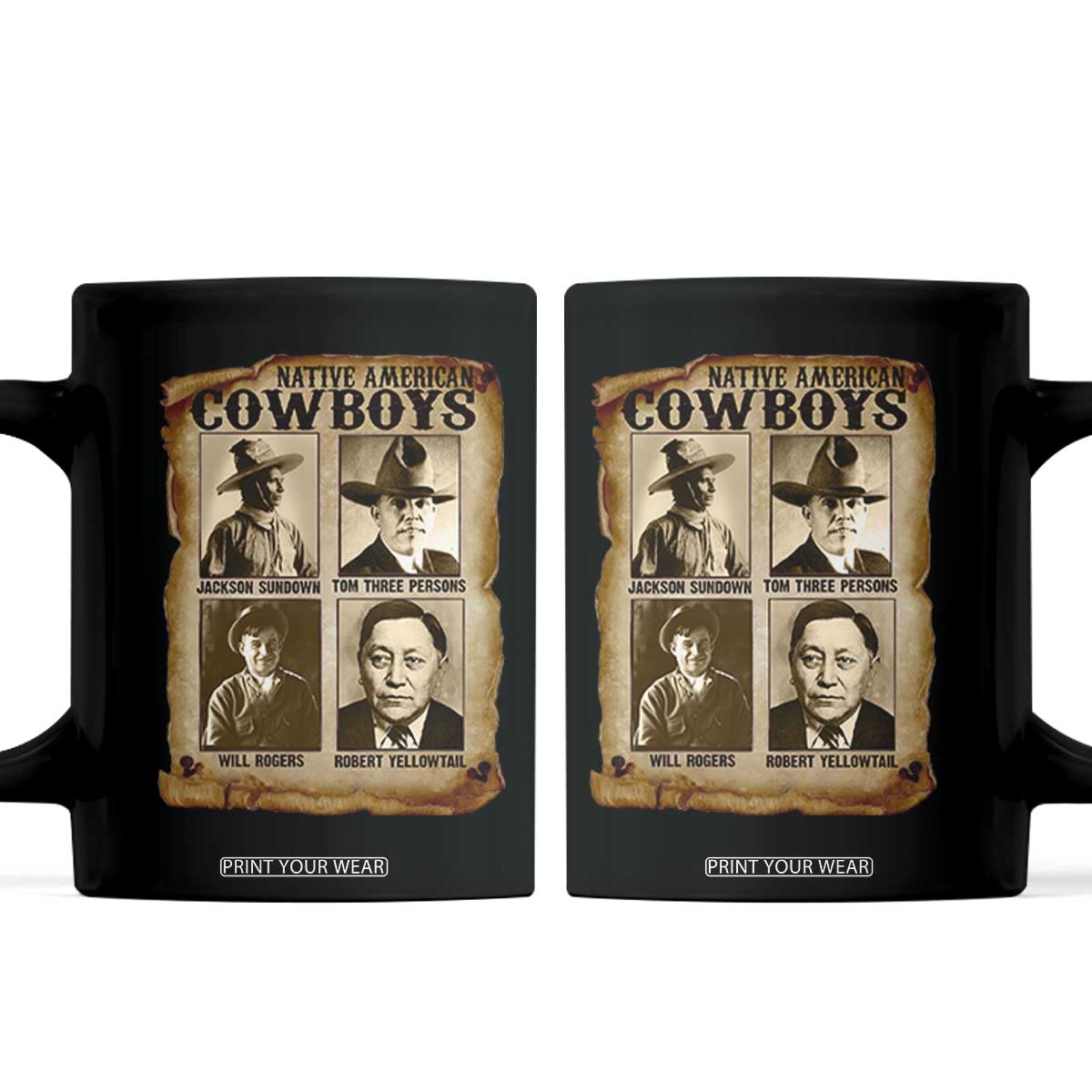 Native American Cowboy Legends Coffee Mug Vintage Western Rodeo TS11 Black Print Your Wear