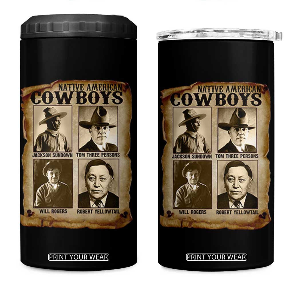 Native American Cowboy Legends 4 in 1 Can Cooler Tumbler Vintage Western Rodeo TS11 One Size: 16 oz Black Print Your Wear