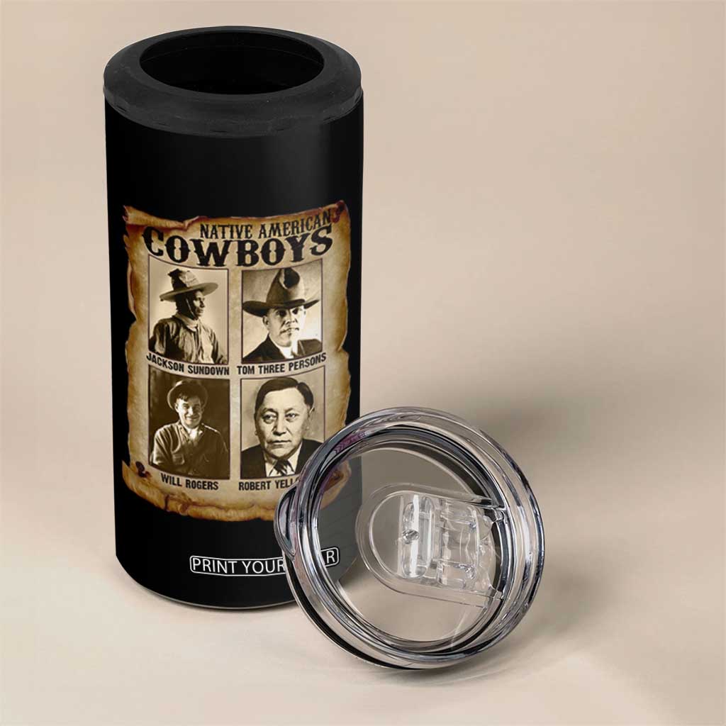 Native American Cowboy Legends 4 in 1 Can Cooler Tumbler Vintage Western Rodeo TS11 Print Your Wear