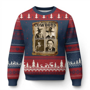 Native American Cowboy Legends Ugly Christmas Sweater Vintage Western Rodeo TS11 Navy Red Print Your Wear