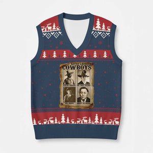 Native American Cowboy Legends V-Neck Knit Sweater Vest Vintage Western Rodeo TS11 Navy Red Print Your Wear