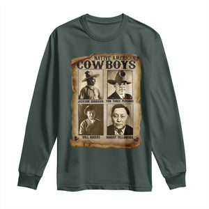 Native American Cowboy Legends Long Sleeve Shirt Vintage Western Rodeo TS11 Dark Forest Green Print Your Wear