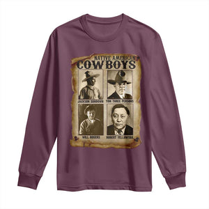 Native American Cowboy Legends Long Sleeve Shirt Vintage Western Rodeo TS11 Maroon Print Your Wear