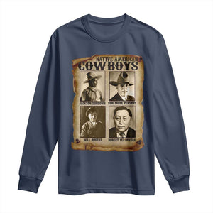 Native American Cowboy Legends Long Sleeve Shirt Vintage Western Rodeo TS11 Navy Print Your Wear