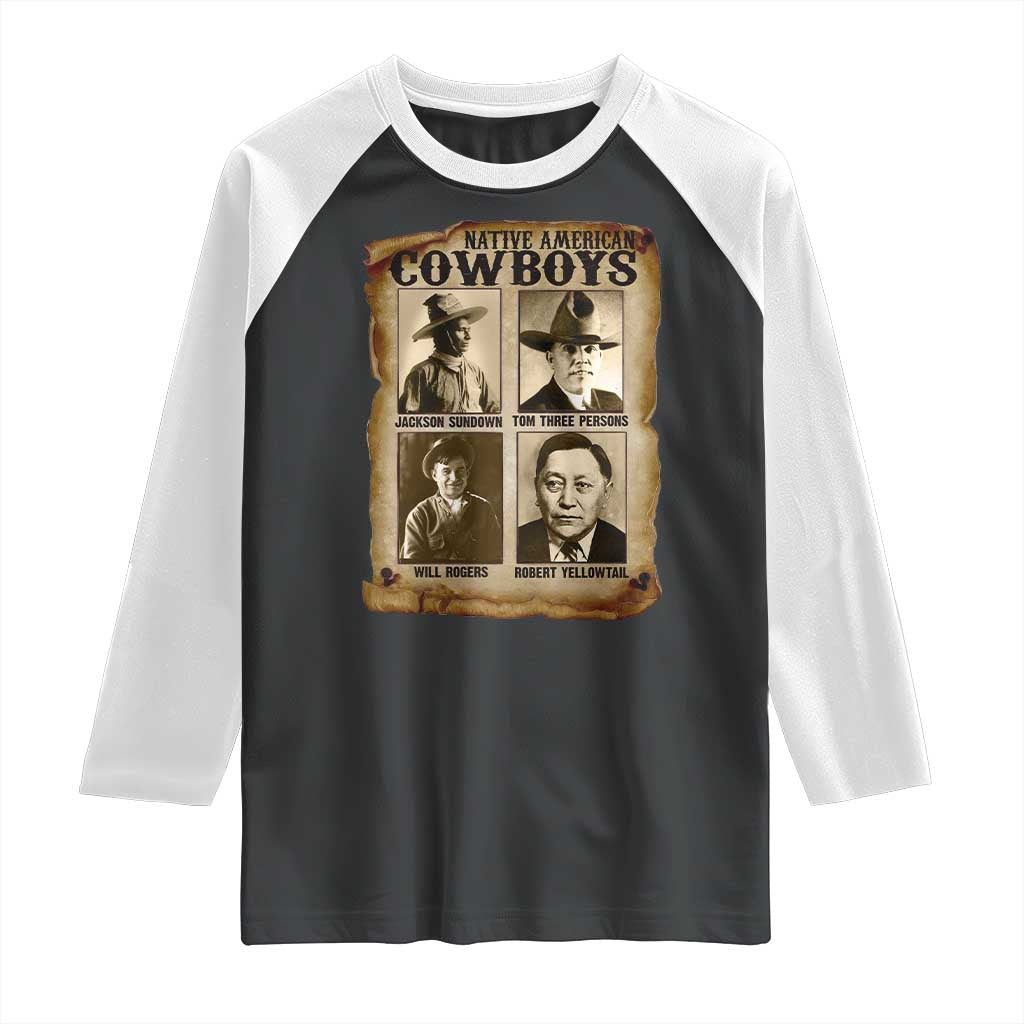Native American Cowboy Legends Raglan Shirt Vintage Western Rodeo TS11 Black White Print Your Wear