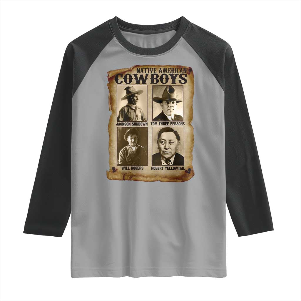 Native American Cowboy Legends Raglan Shirt Vintage Western Rodeo TS11 Sport Gray Black Print Your Wear