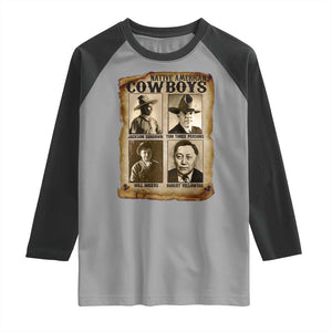 Native American Cowboy Legends Raglan Shirt Vintage Western Rodeo TS11 Sport Gray Black Print Your Wear