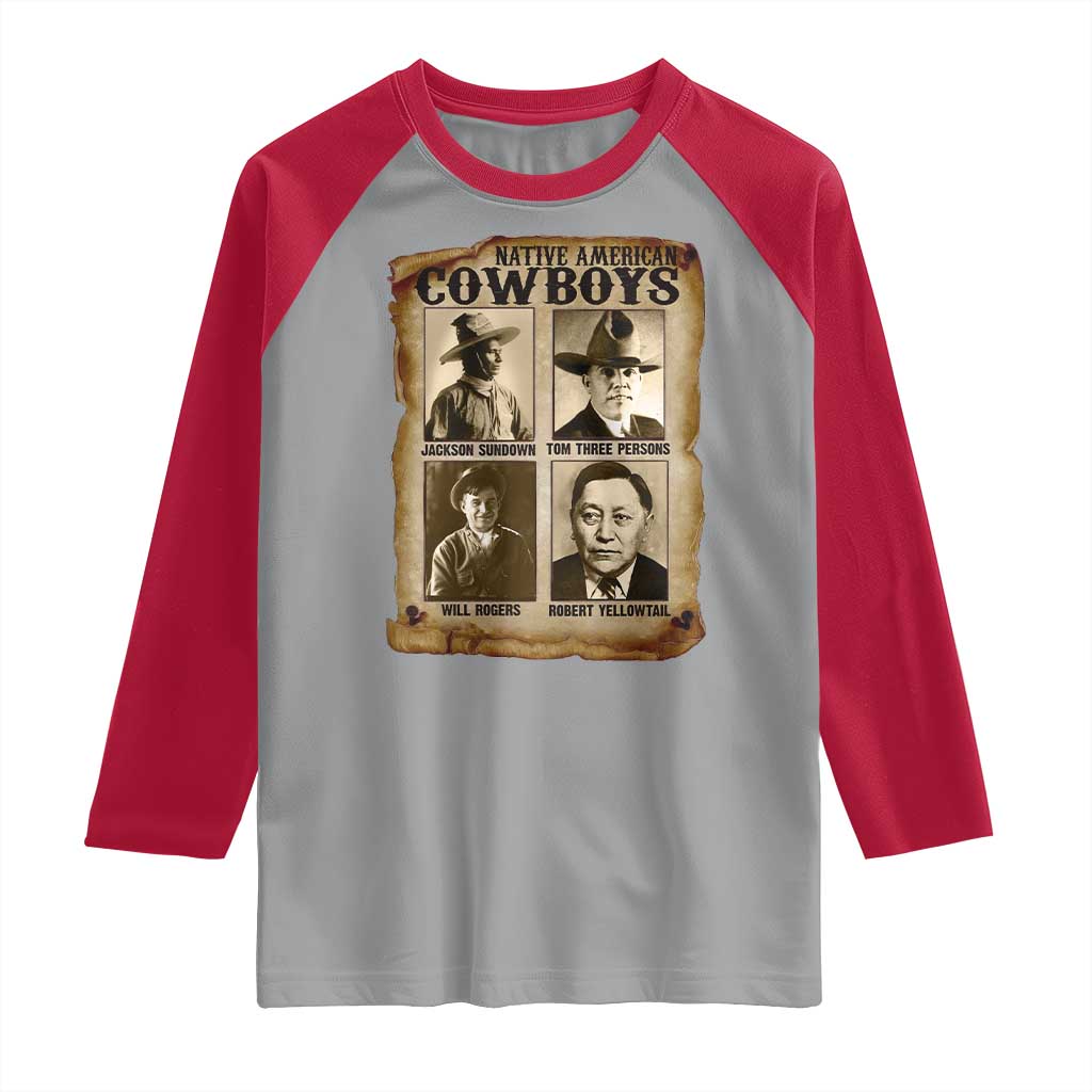 Native American Cowboy Legends Raglan Shirt Vintage Western Rodeo TS11 Sport Gray Red Print Your Wear
