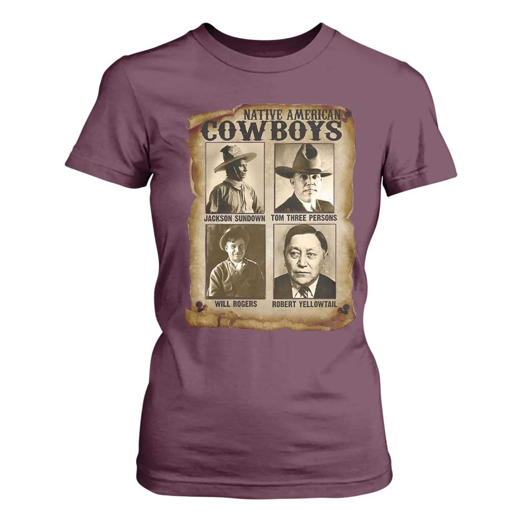 Native American Cowboy Legends T Shirt For Women Vintage Western Rodeo TS11 Maroon Print Your Wear