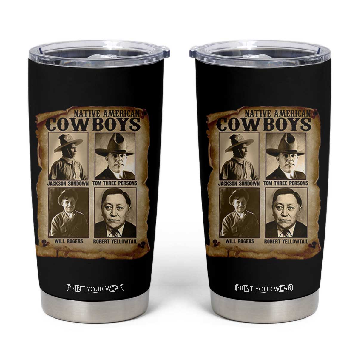Native American Cowboy Legends Tumbler Cup Vintage Western Rodeo TS11 Black Print Your Wear