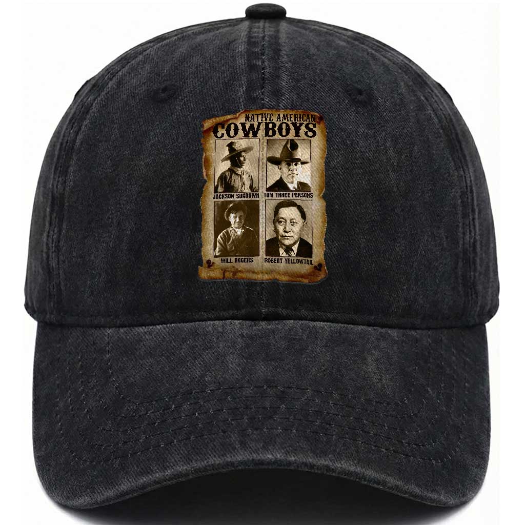 Native American Cowboy Legends Washed Cotton Baseball Cap Vintage Western Rodeo