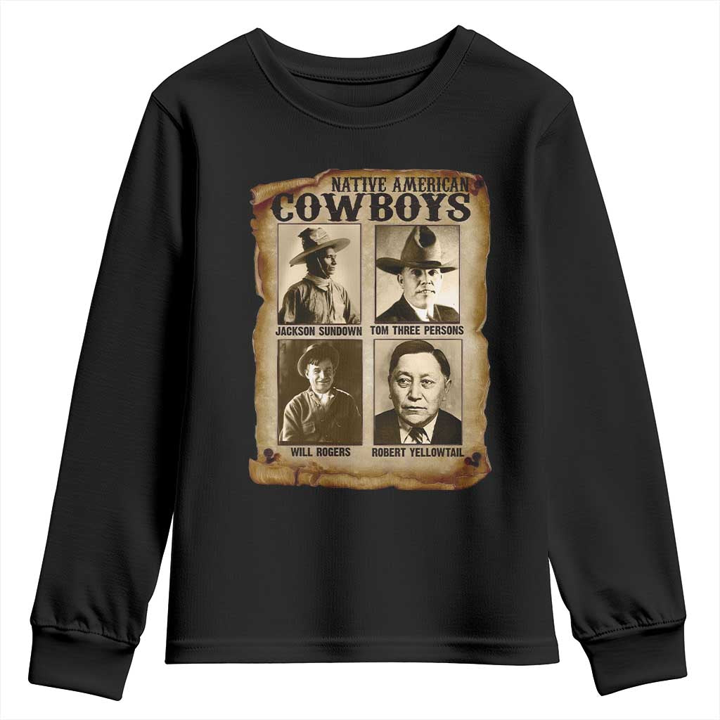 Native American Cowboy Legends Youth Sweatshirt Vintage Western Rodeo TS11 Black Print Your Wear