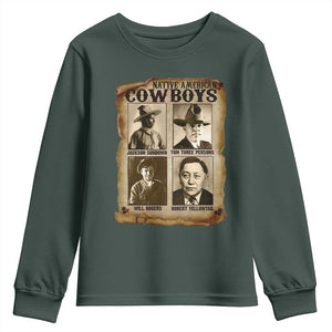 Native American Cowboy Legends Youth Sweatshirt Vintage Western Rodeo TS11 Dark Forest Green Print Your Wear