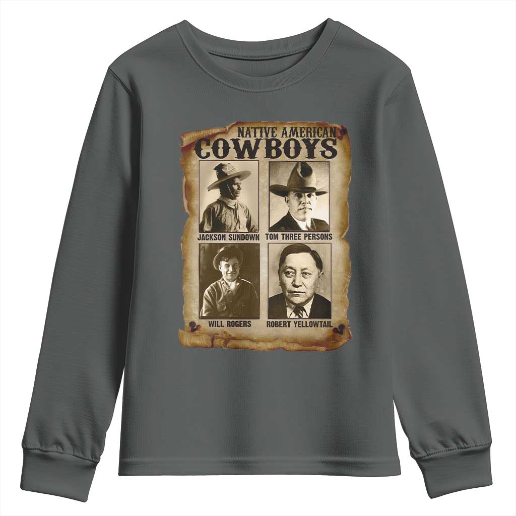 Native American Cowboy Legends Youth Sweatshirt Vintage Western Rodeo TS11 Dark Heather Print Your Wear