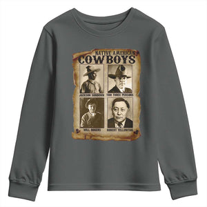 Native American Cowboy Legends Youth Sweatshirt Vintage Western Rodeo TS11 Dark Heather Print Your Wear